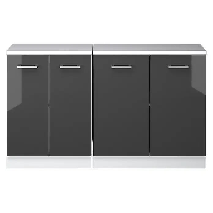 Vicco Küchenschrank für Dachschrägen R-Line, Anthrazit Hochglanz, 140 cm - 