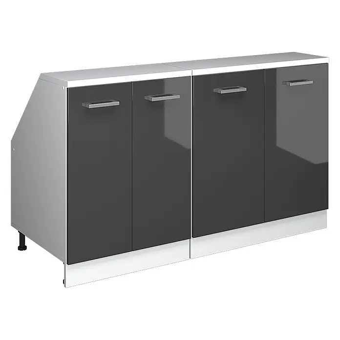 Vicco Küchenschrank für Dachschrägen R-Line, Anthrazit Hochglanz, 140 cm - 