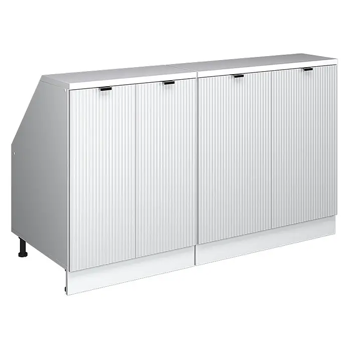 Küchenschrank für Dachschrägen R-Line 140 cm Weiß Riffel Art.-Nr. 60652 - 