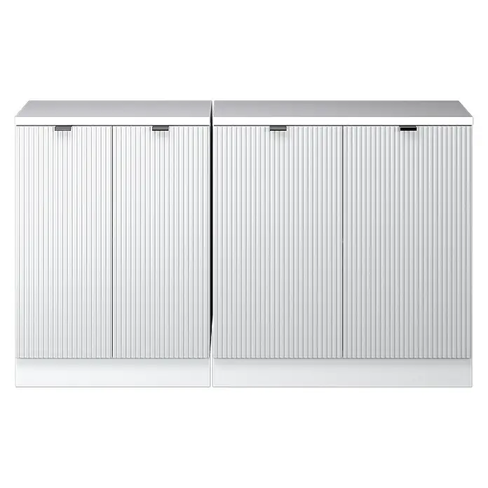 Küchenschrank für Dachschrägen R-Line 140 cm Weiß Riffel Art.-Nr. 60652 - 