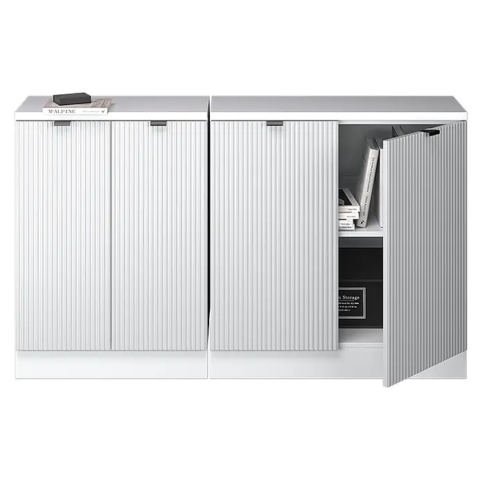Küchenschrank für Dachschrägen R-Line 140 cm Weiß Riffel Art.-Nr. 60652 - 