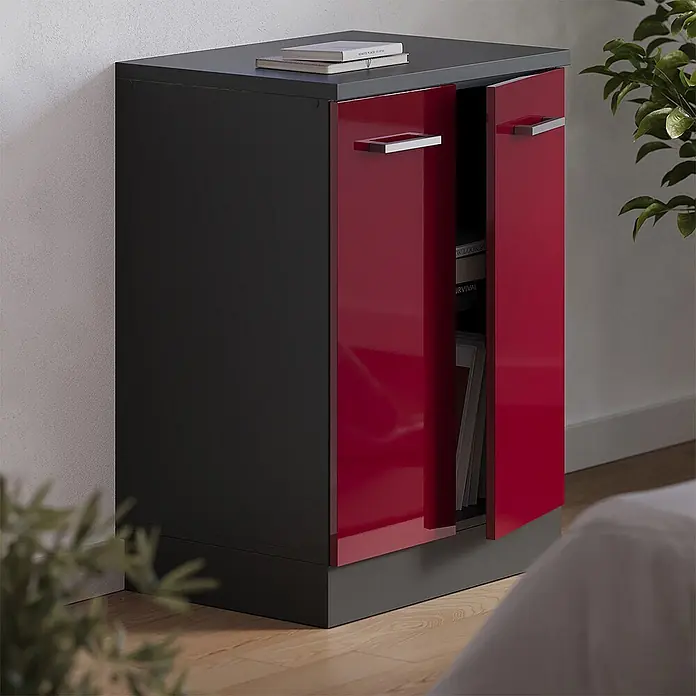 Küchenschrank für Dachschrägen R-Line 60 cm Rot Hochglanz Art.-Nr. 61746 - 