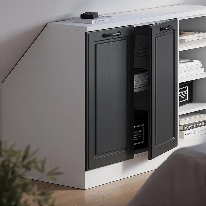 Vicco Küchenschrank für Dachschrägen R-Line, Anthrazit Landhaus, 80 cm - 