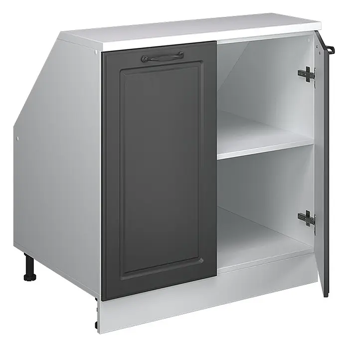 Vicco Küchenschrank für Dachschrägen R-Line, Anthrazit Landhaus, 80 cm - 