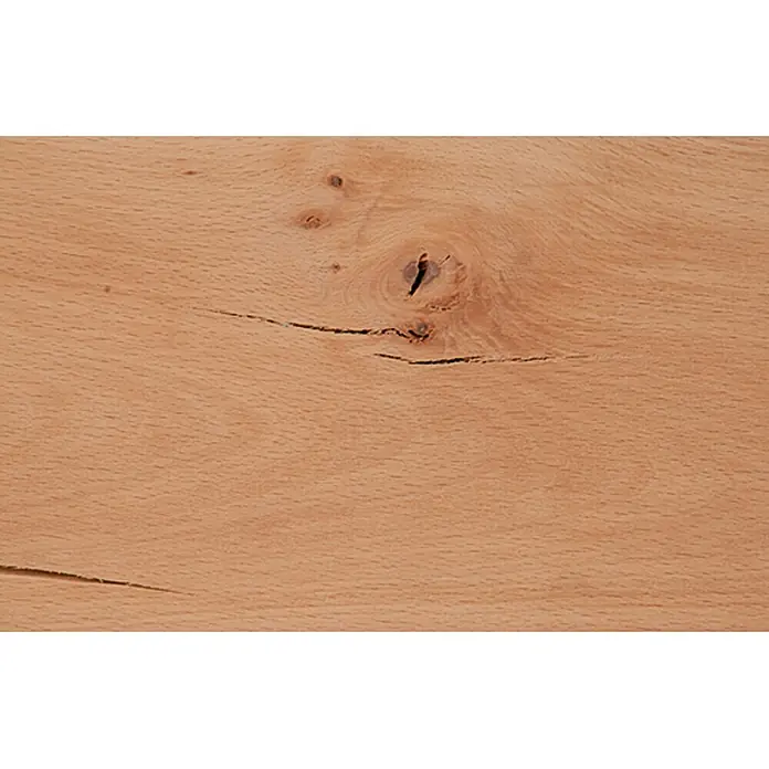 Massiv Blox Holzbalken - L x B x H: 60 x 15 x 15 cm, Buche - Nahaufnahme eines Holzprodukts mit Astlöchern und Maserung.