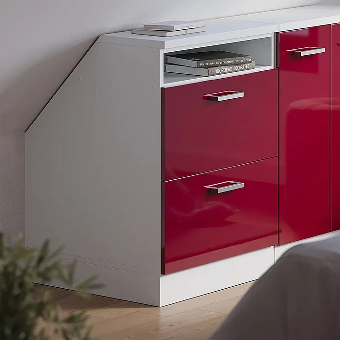Küchenschrank für Dachschrägen R-Line 60 cm Rot Hochglanz Art.-Nr. 59995 - 