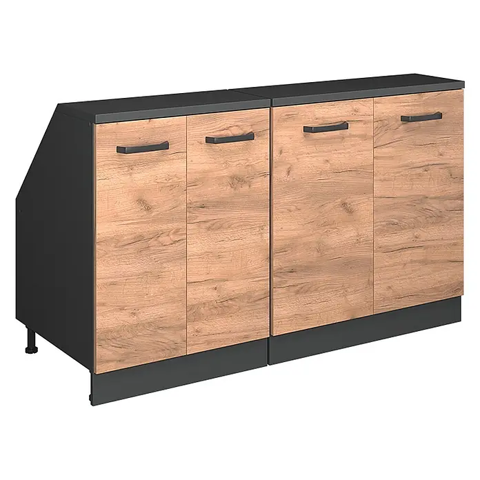 Küchenschrank für Dachschrägen R-Line 140 cm Goldkraft Eiche Art.-Nr. 60058 - 