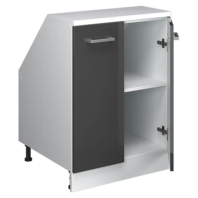 Vicco Küchenschrank für Dachschrägen R-Line, Anthrazit Hochglanz, 60 cm - 