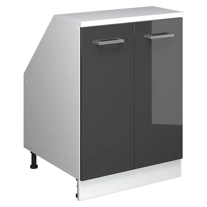 Vicco Küchenschrank für Dachschrägen R-Line, Anthrazit Hochglanz, 60 cm - 