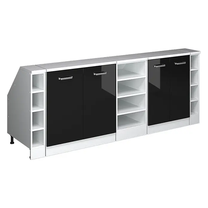 Vicco Küchenschrank für Dachschrägen R-Line, Schwarz Hochglanz, 210 cm - 