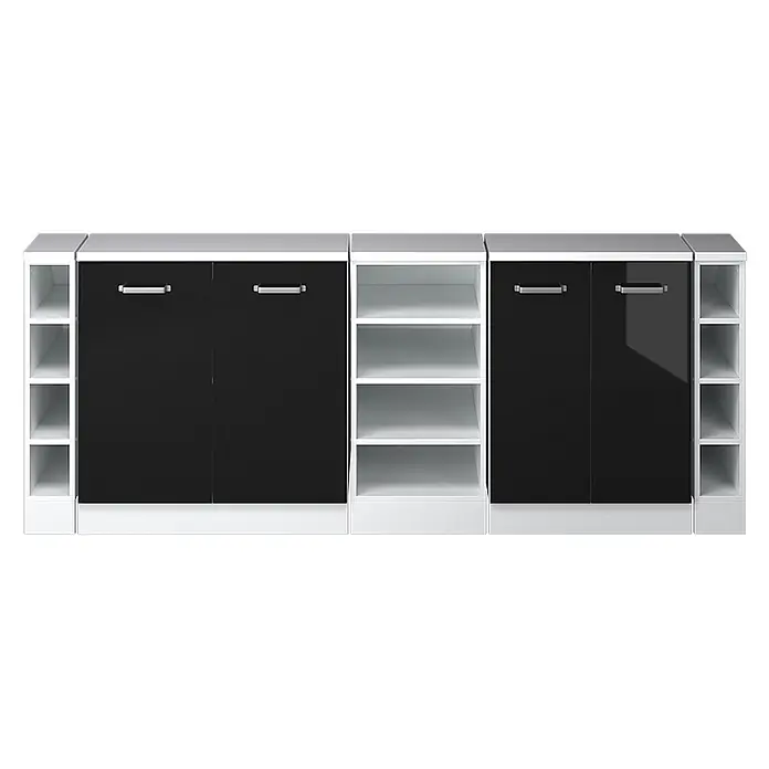Vicco Küchenschrank für Dachschrägen R-Line, Schwarz Hochglanz, 210 cm - 
