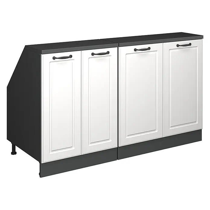 Küchenschrank für Dachschrägen R-Line 140 cm Weiß Landhaus Art.-Nr. 60214 - 