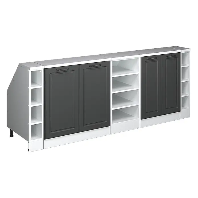 Vicco Küchenschrank für Dachschrägen R-Line, Anthrazit Landhaus, 210 cm - 