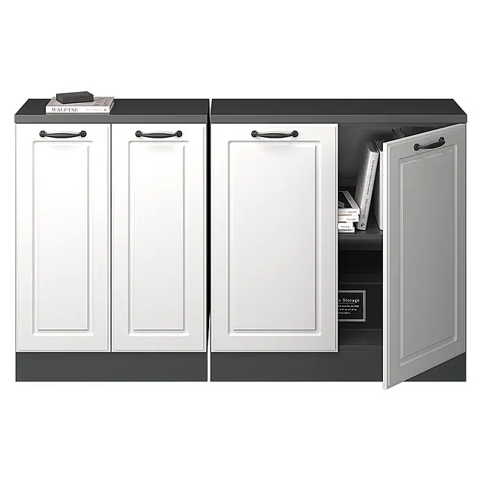 Küchenschrank für Dachschrägen R-Line 140 cm Weiß Landhaus Art.-Nr. 60214 - 