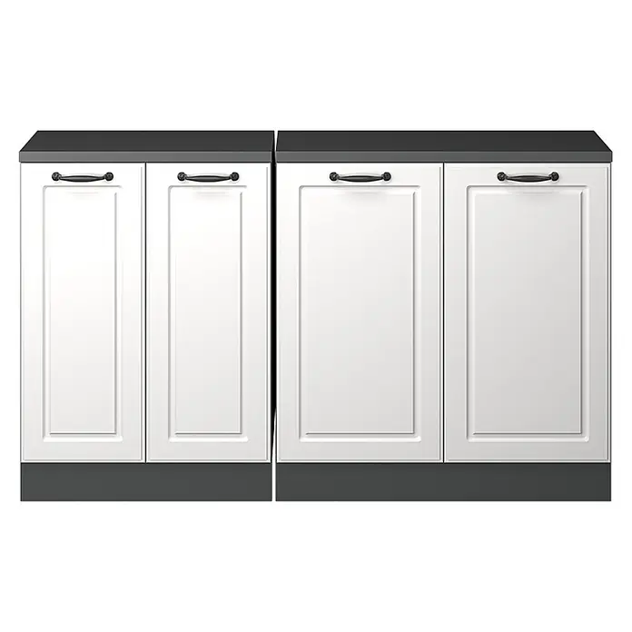 Küchenschrank für Dachschrägen R-Line 140 cm Weiß Landhaus Art.-Nr. 60214 - 