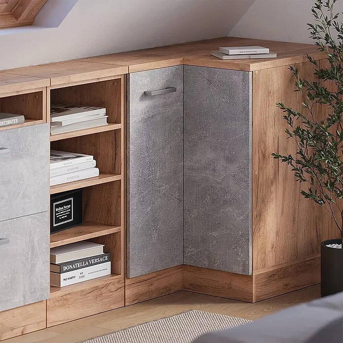 Küchenschrank für Dachschrägen R-Line 75.6 cm Beton Art.-Nr. 60009 - 