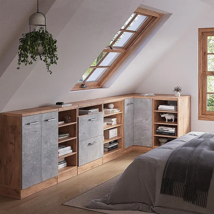 Küchenschrank für Dachschrägen R-Line 75.6 cm Beton Art.-Nr. 60009 - 