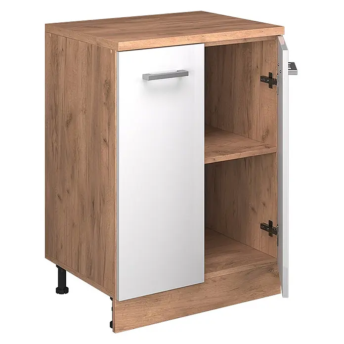 Küchenschrank für Dachschrägen R-Line 60 cm Weiß Hochglanz Art.-Nr. 61766 - 