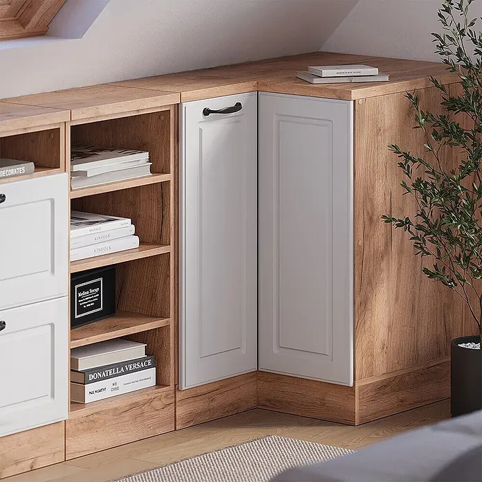 Küchenschrank für Dachschrägen R-Line 75.6 cm Weiß Landhaus Art.-Nr. 60324 - 