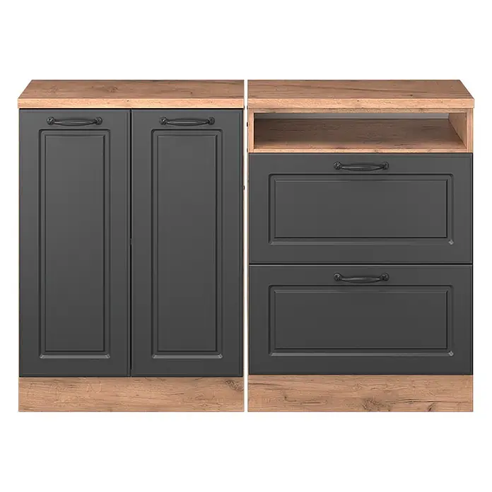 Vicco Küchenschrank für Dachschrägen R-Line, Anthrazit Landhaus, 120 cm - 