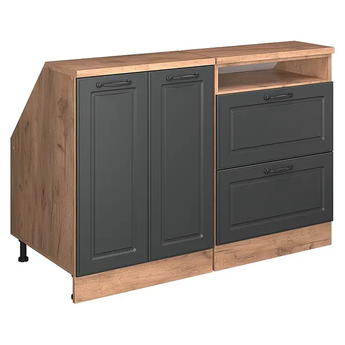 Vicco Küchenschrank für Dachschrägen R-Line, Anthrazit Landhaus, 120 cm - 