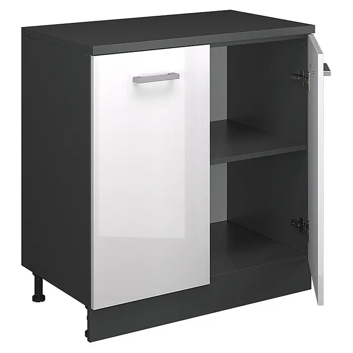 Küchenschrank für Dachschrägen R-Line 80 cm Weiß Hochglanz Art.-Nr. 61796 - 