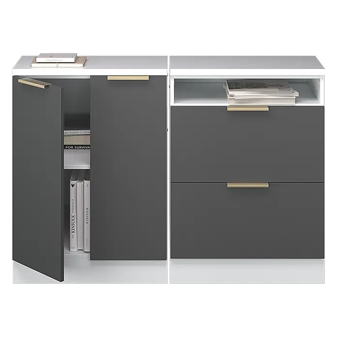 Küchenschrank für Dachschrägen R-Line 120 cm Anthrazit-Gold Art.-Nr. 60645 - 