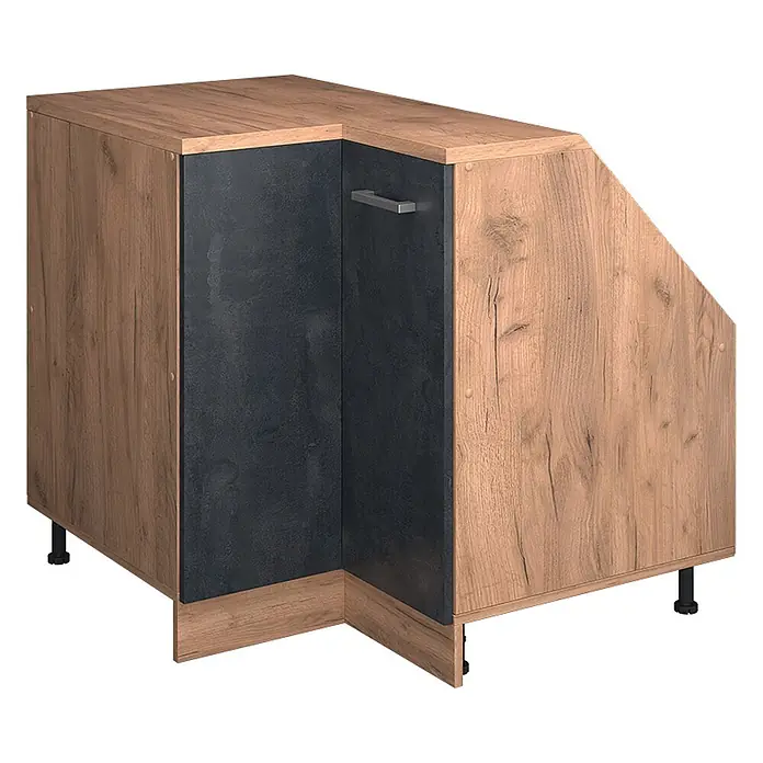 Küchenschrank für Dachschrägen R-Line 75.6 cm Schwarz Beton Art.-Nr. 59972 - 