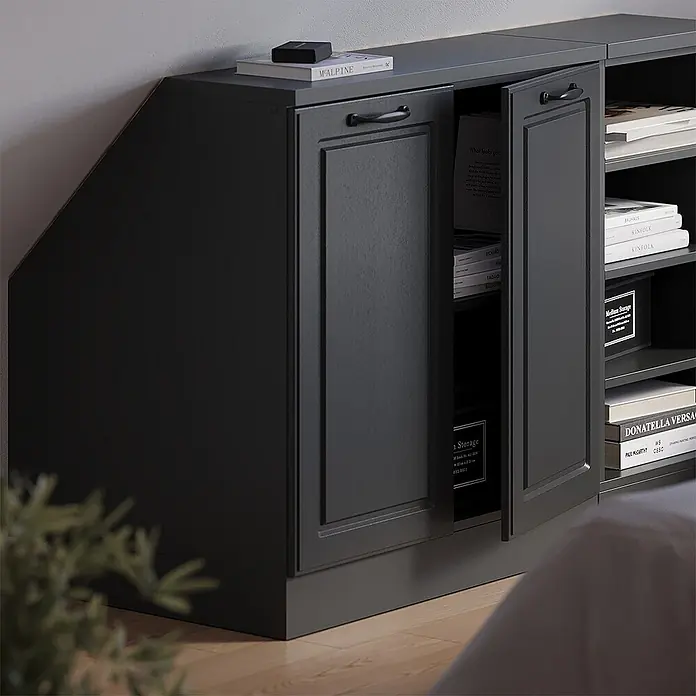 Vicco Küchenschrank für Dachschrägen R-Line, Anthrazit Landhaus, 80 cm - 