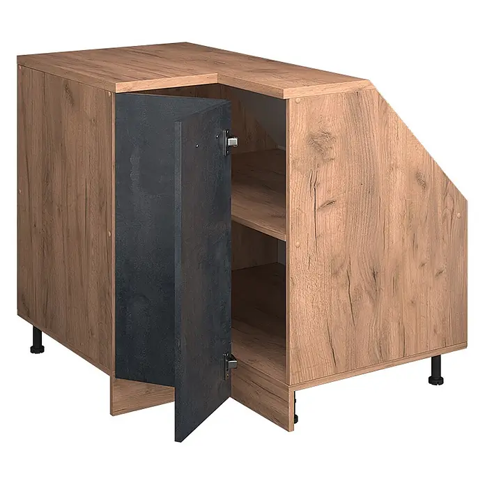 Küchenschrank für Dachschrägen R-Line 75.6 cm Schwarz Beton Art.-Nr. 59972 - 