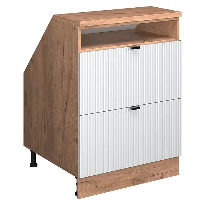 Küchenschrank für Dachschrägen R-Line 60 cm Weiß Riffel Art.-Nr. 60662 - 