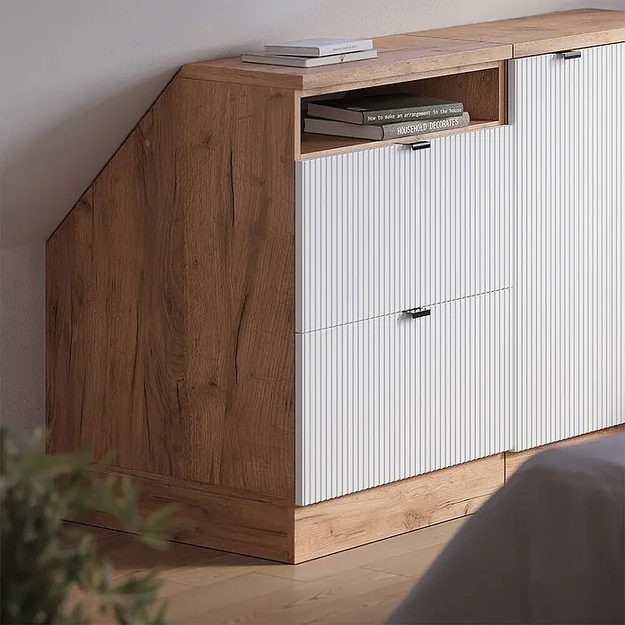 Küchenschrank für Dachschrägen R-Line 60 cm Weiß Riffel Art.-Nr. 60662 - 