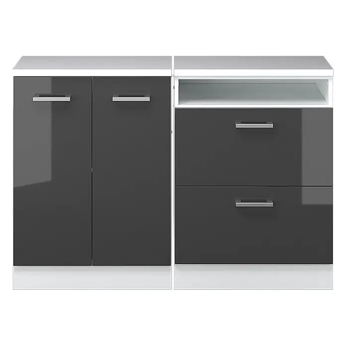 Vicco Küchenschrank für Dachschrägen R-Line, Anthrazit Hochglanz, 120 cm - 