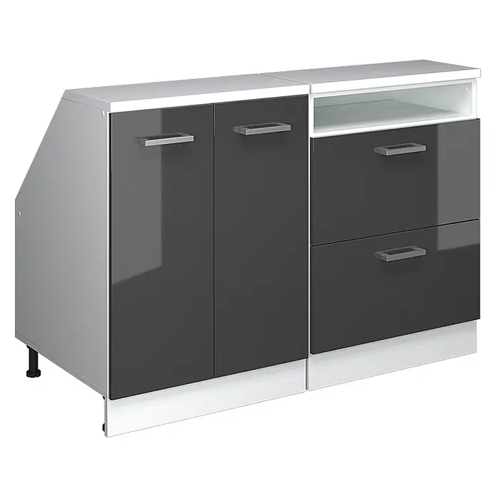 Vicco Küchenschrank für Dachschrägen R-Line, Anthrazit Hochglanz, 120 cm - 