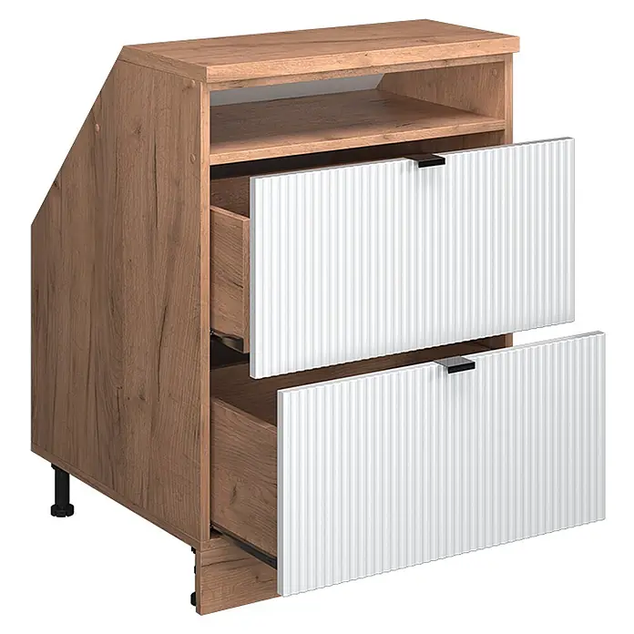 Küchenschrank für Dachschrägen R-Line 60 cm Weiß Riffel Art.-Nr. 60662 - 