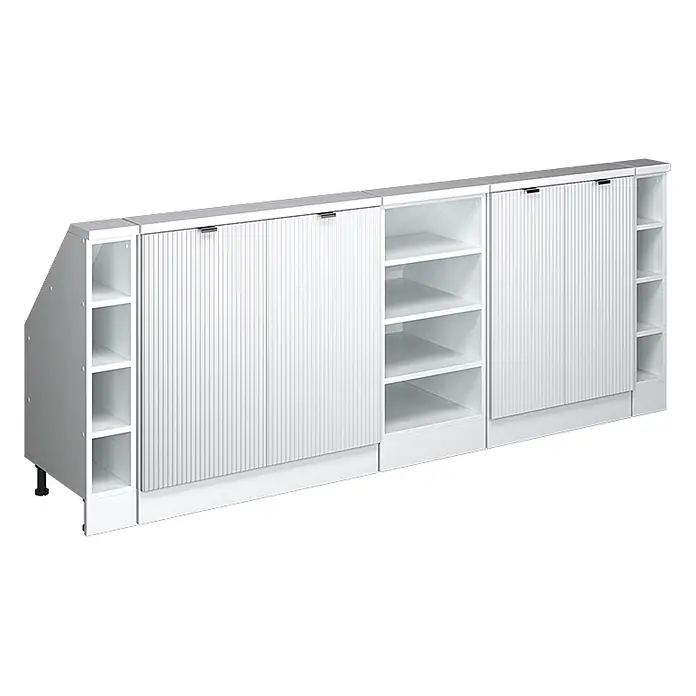 Küchenschrank für Dachschrägen R-Line 210 cm Weiß Riffel Art.-Nr. 60616 - 