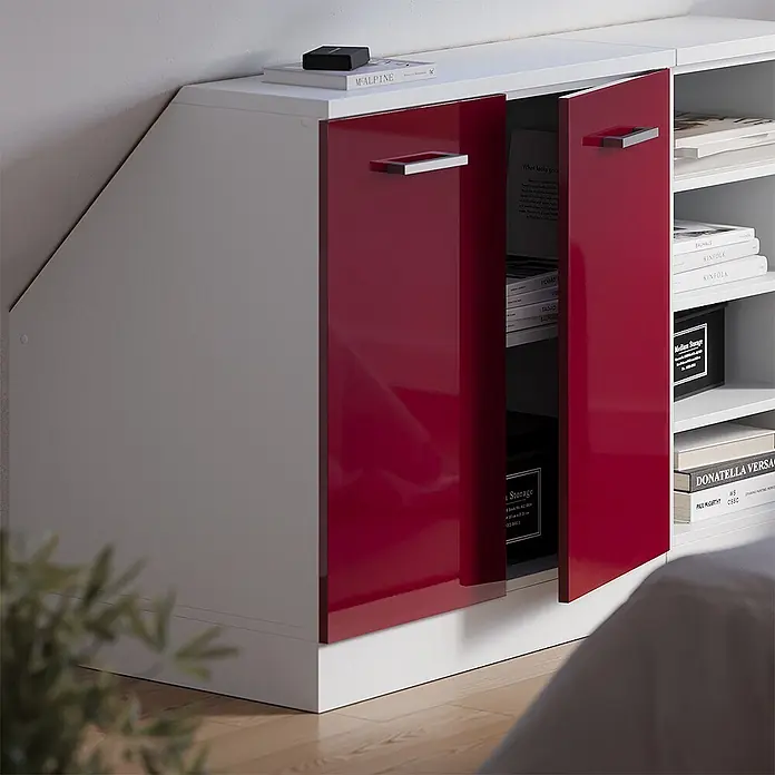 Küchenschrank für Dachschrägen R-Line 80 cm Rot Hochglanz Art.-Nr. 60319 - 