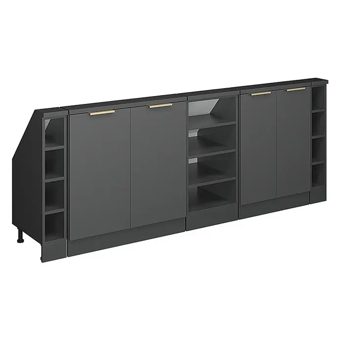 Küchenschrank für Dachschrägen R-Line 210 cm Anthrazit-Gold Art.-Nr. 60611 - 