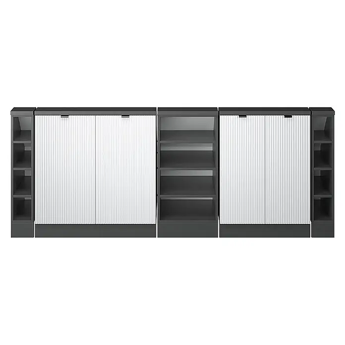 Küchenschrank für Dachschrägen R-Line 210 cm Weiß Riffel Art.-Nr. 60612 - 