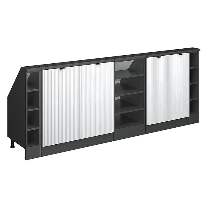 Küchenschrank für Dachschrägen R-Line 210 cm Weiß Riffel Art.-Nr. 60612 - 