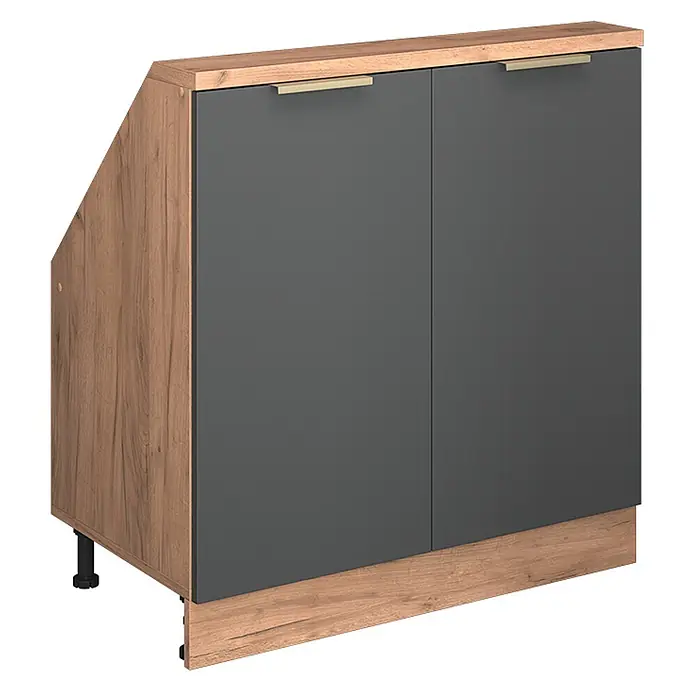 Küchenschrank für Dachschrägen R-Line 80 cm Anthrazit-Gold Art.-Nr. 60637 - 
