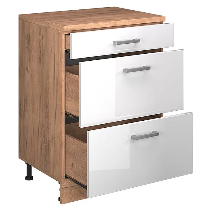 Küchenschrank für Dachschrägen R-Line 60 cm Weiß Hochglanz Art.-Nr. 61721 - 