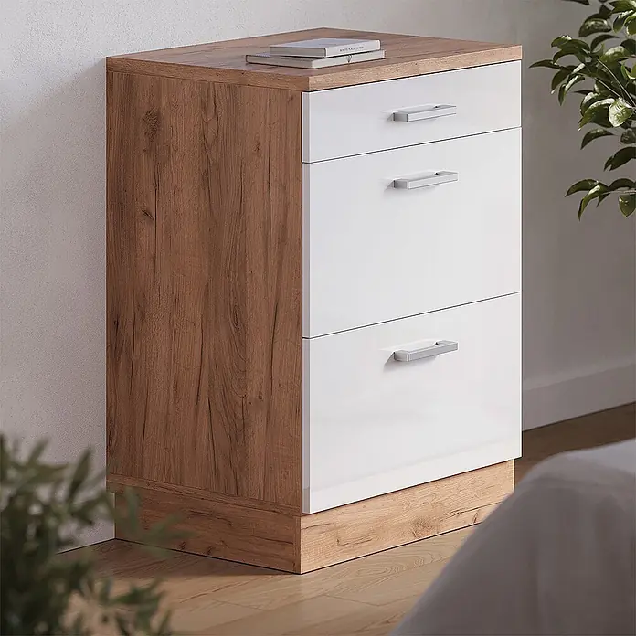 Küchenschrank für Dachschrägen R-Line 60 cm Weiß Hochglanz Art.-Nr. 61721 - 