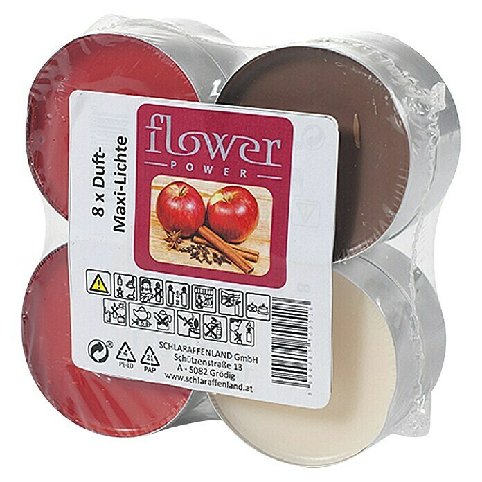 Duft-Teelicht (8 Stk., Apfel-Zimt, Rot)