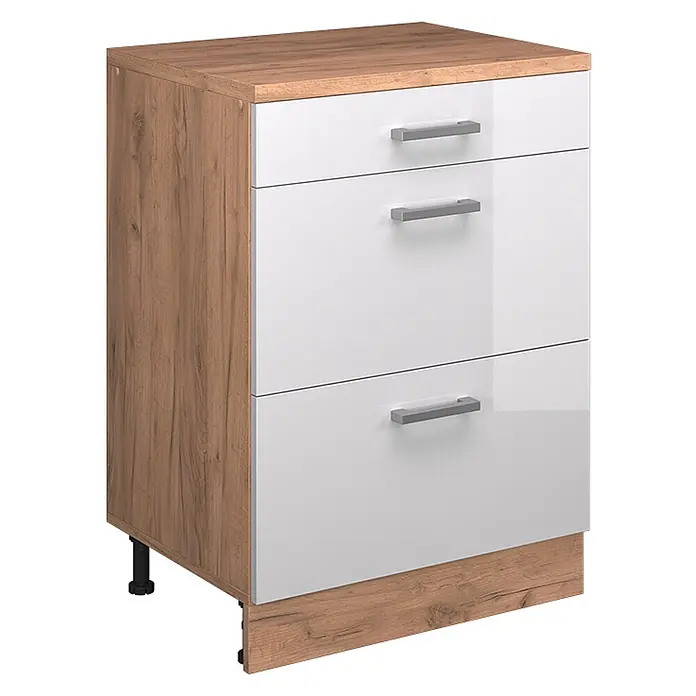 Küchenschrank für Dachschrägen R-Line 60 cm Weiß Hochglanz Art.-Nr. 61721 - 