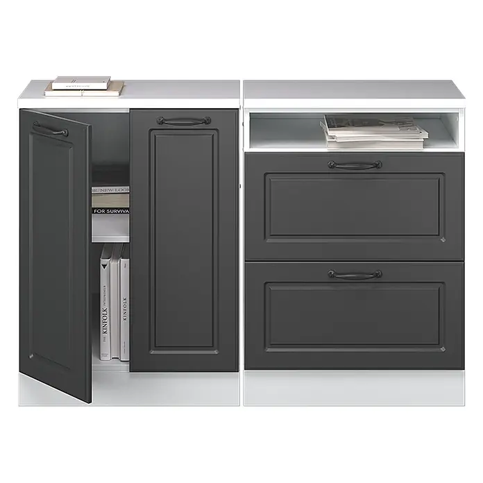 Vicco Küchenschrank für Dachschrägen R-Line, Anthrazit Landhaus, 120 cm - 