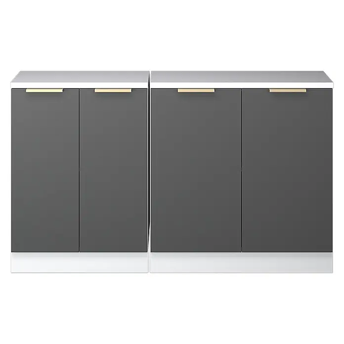 Küchenschrank für Dachschrägen R-Line 140 cm Anthrazit-Gold Art.-Nr. 60651 - 