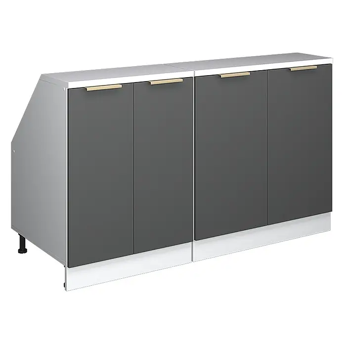 Küchenschrank für Dachschrägen R-Line 140 cm Anthrazit-Gold Art.-Nr. 60651 - 
