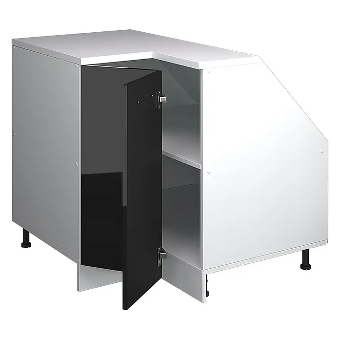 Vicco Eck-Küchenschrank für Dachschrägen R-Line, Schwarz HGL, 75.6 cm - 