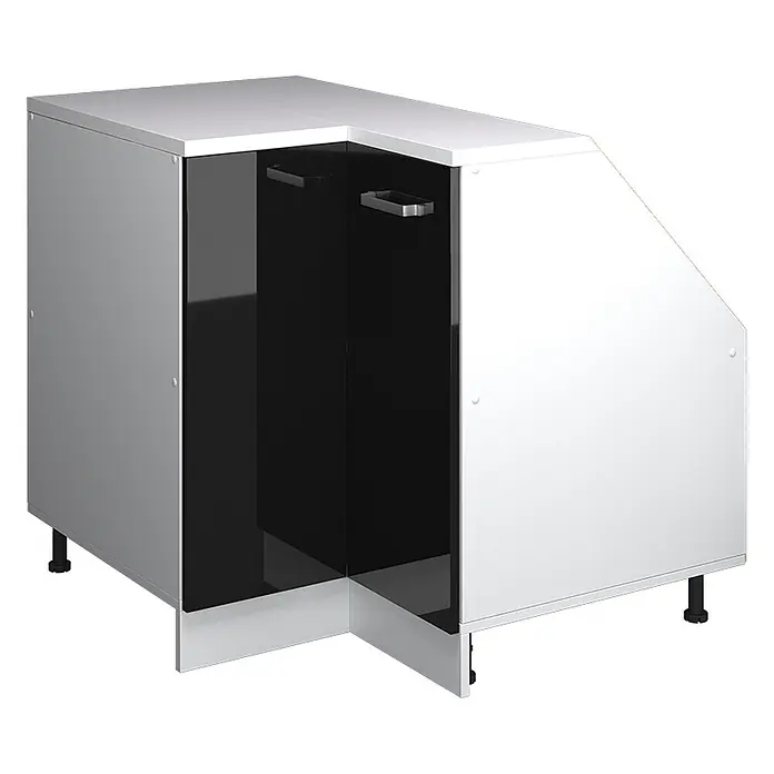 Vicco Eck-Küchenschrank für Dachschrägen R-Line, Schwarz HGL, 75.6 cm - 